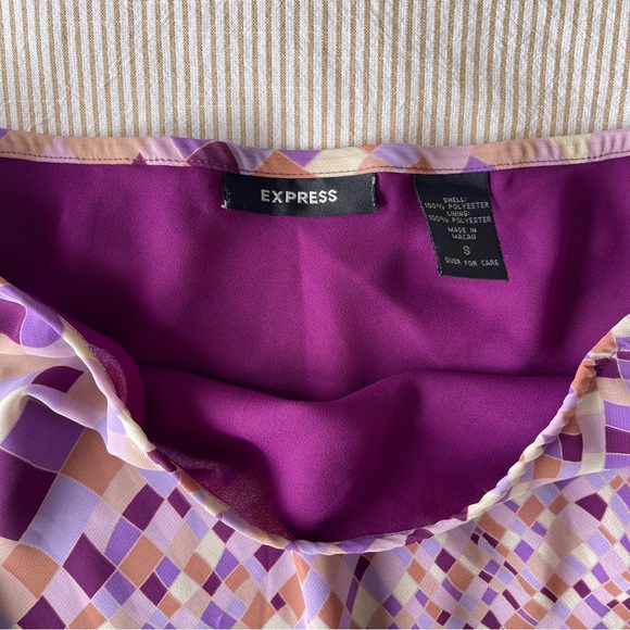 Vintage Express Purple Geometric Print Midi Slip Skirt - Picture 5 of 6